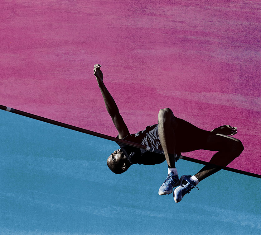 High jumper going over the bar